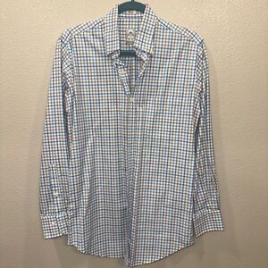 Peter Millar Blue and Orange Checkered Shirt